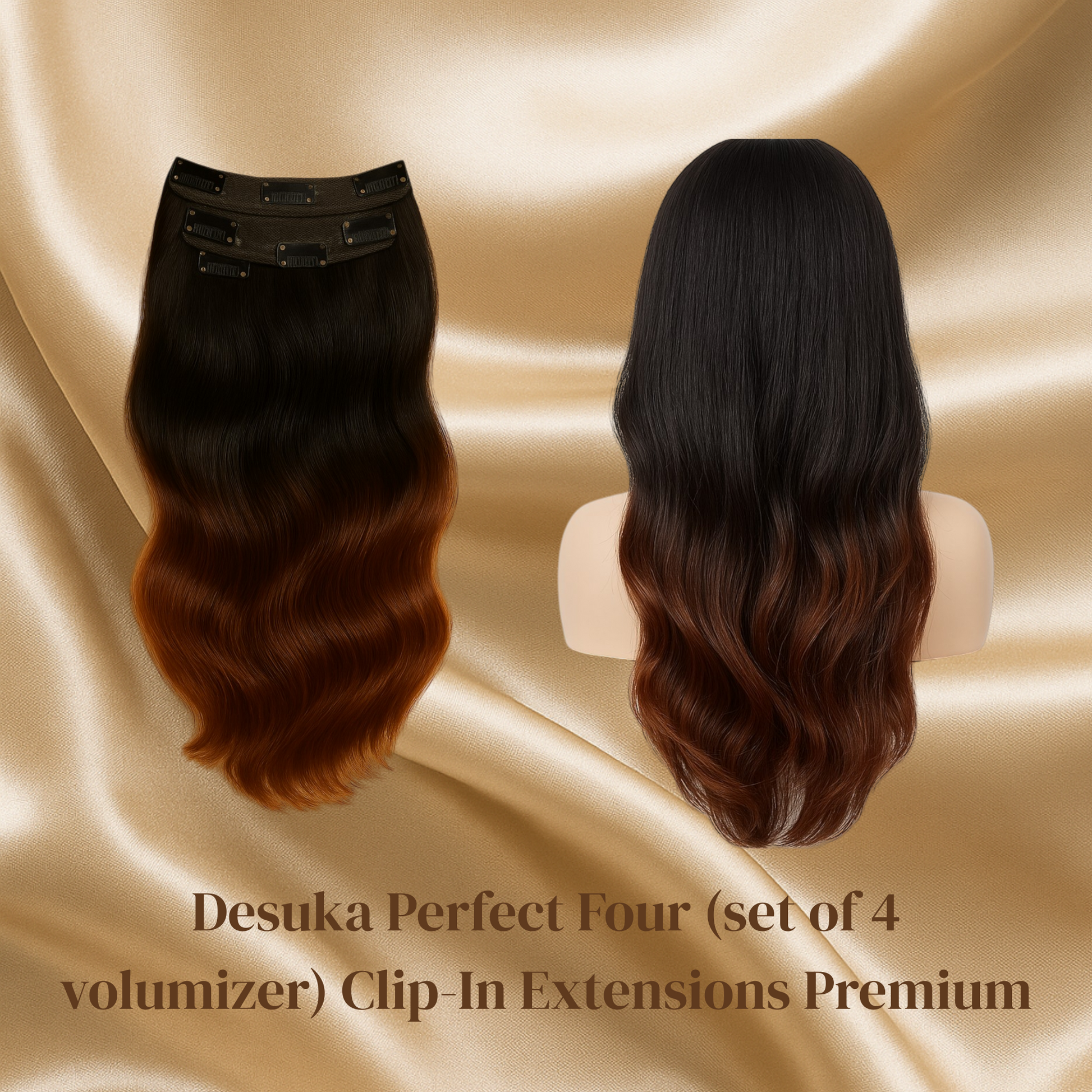 Desuka Perfect Four (set of 4 volumizer) Clip-In Extensions Premium (Wavy) Desuka